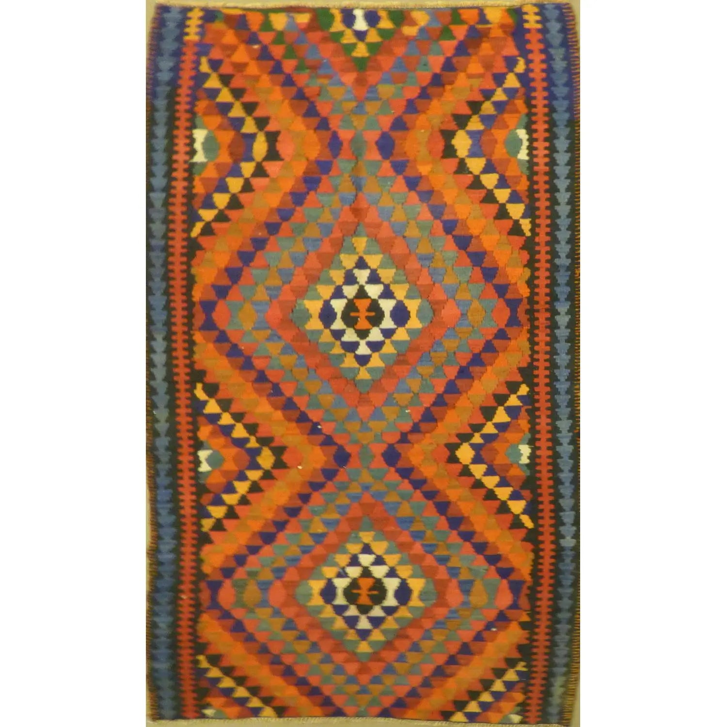 One Of The Kind Authentic Hand-Knotted Sanandaj Vintage Kilim 11'6" X 4'11"